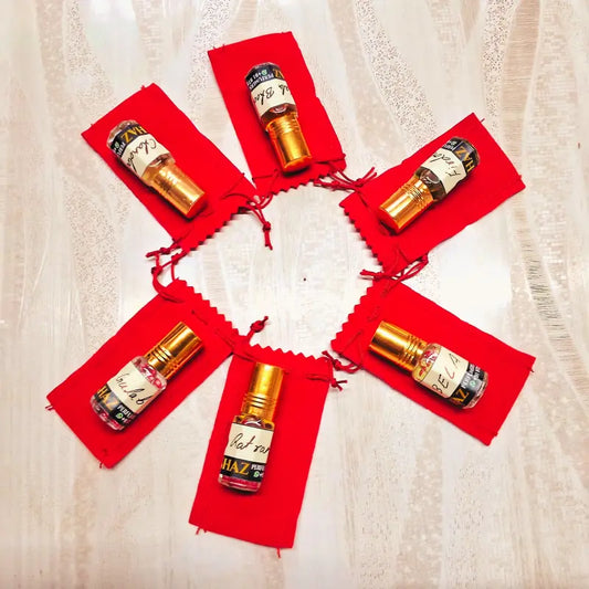 Indian Attar Set - Bela, Gulab, Kala Bhoot, Fridous, Ratrani & Chandan